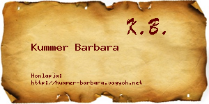 Kummer Barbara névjegykártya